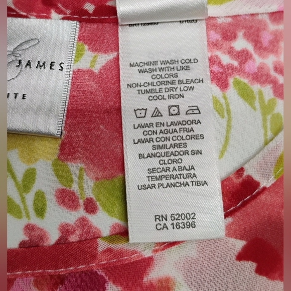 Emma James Two-piece Blouse Sz 8P Pink Floral Pleated Button Down F-4 - Picture 15 of 16